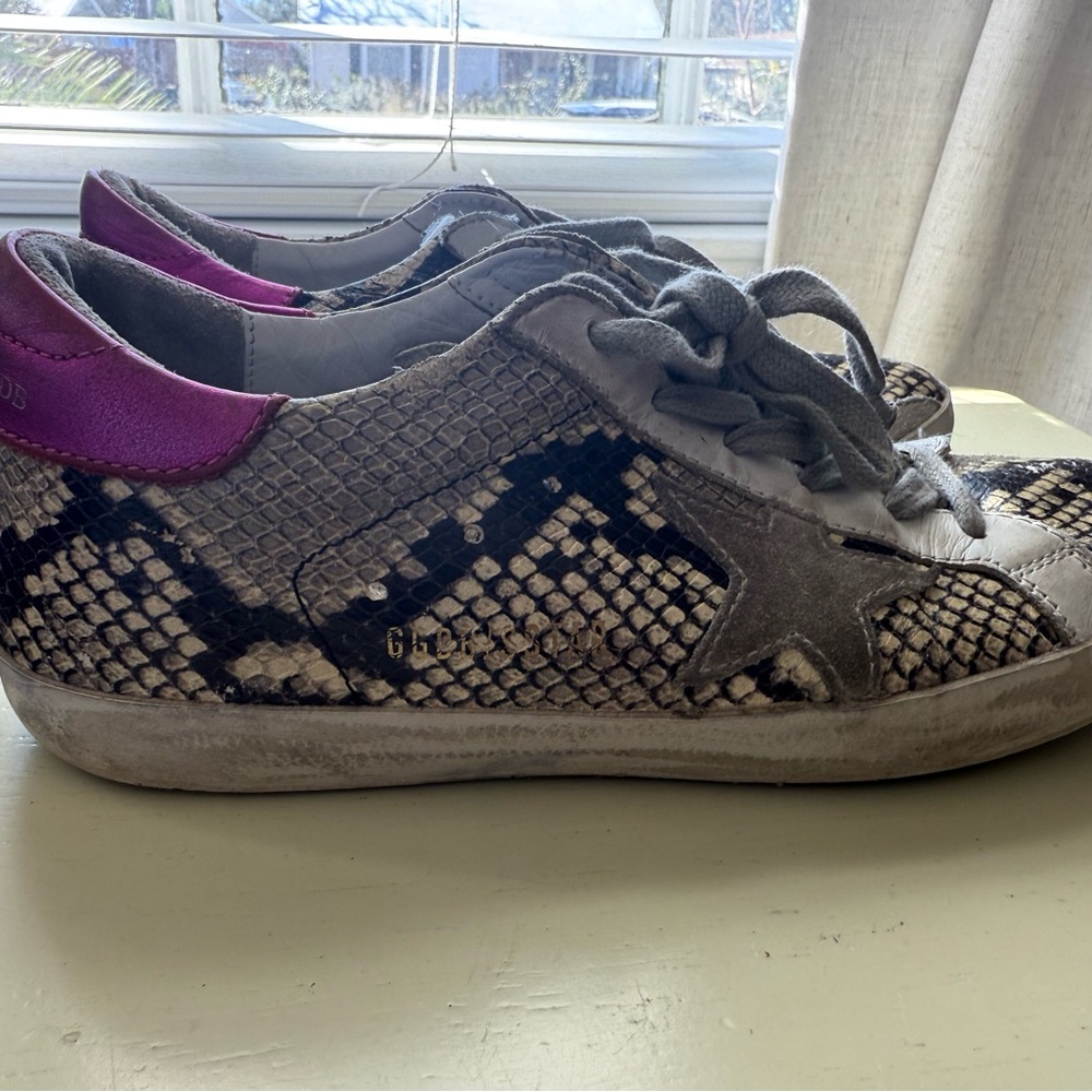 Golden Goose Snake Print Sneakers with Pink Accent - Picture 10 of 16